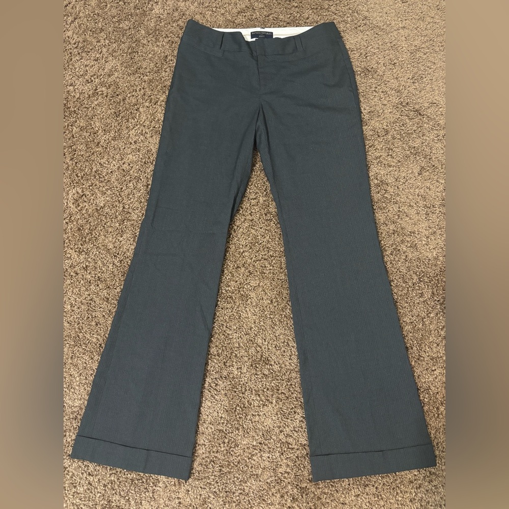 Banana Republic Ryan Pant Dark Grey Pinstripe Cuffed Pockets